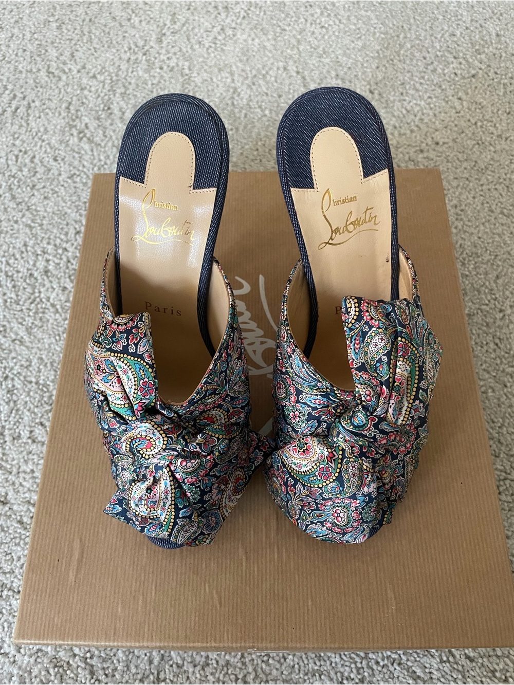 Christian Louboutin Moniquissima Paisley Knot Mules